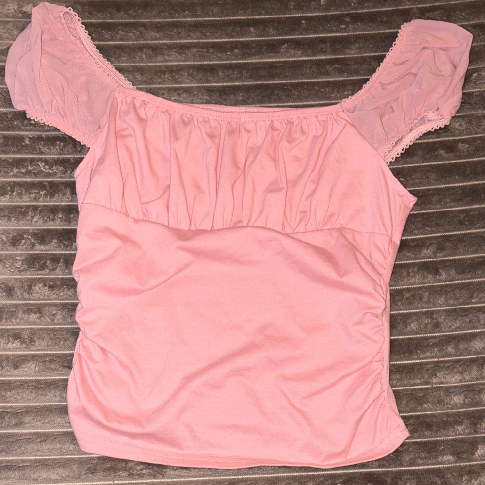 SHEIN Pink Ruffled Off-Shoulder Blouse